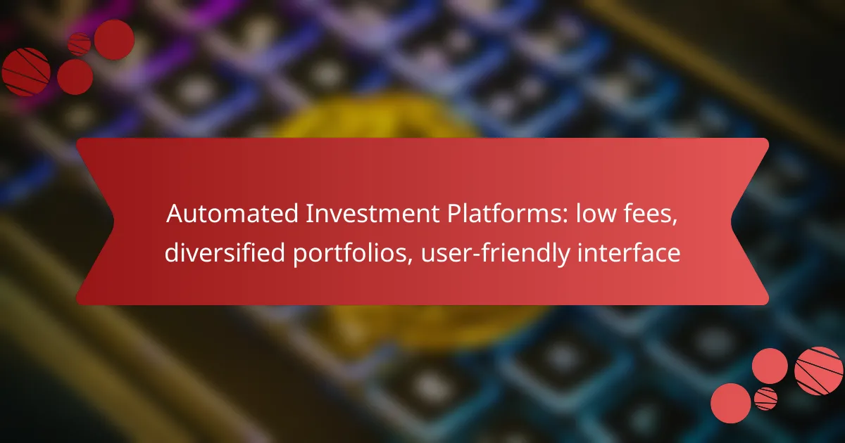 Automated Investment Platforms: low fees, diversified portfolios, user-friendly interface